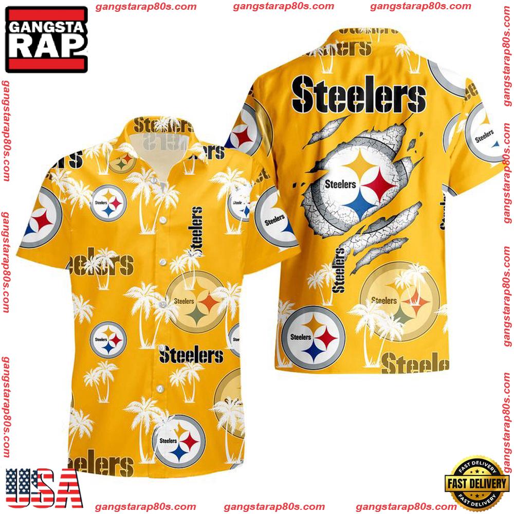 NFL Pittsburgh Steelers Palm Tree Pattern Hawaii Shirt Gift For Fans