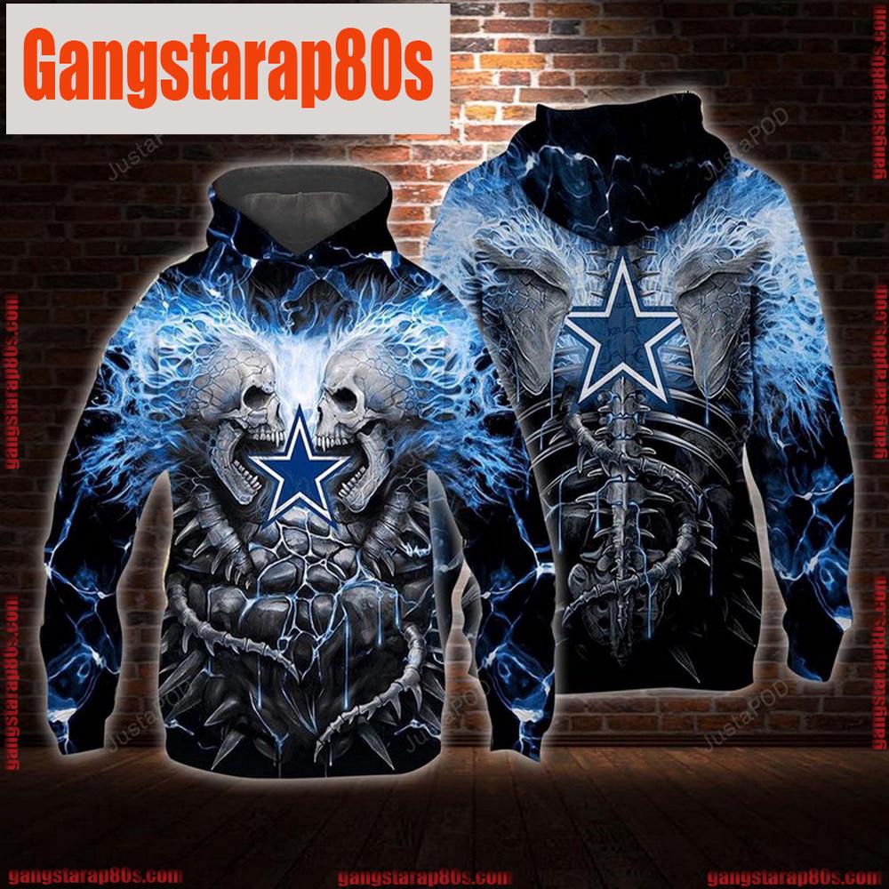 NFL Skull Dallas Cowboys Men and Women All Over Print Unisex Hoodie