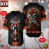 NFL Custom Name Number Cleveland Browns Team Skull Death Baseball Jersey Shirt 2 Personalized Name And Number Cleveland Browns NFL Team Skull Death Baseball Jersey Shirt