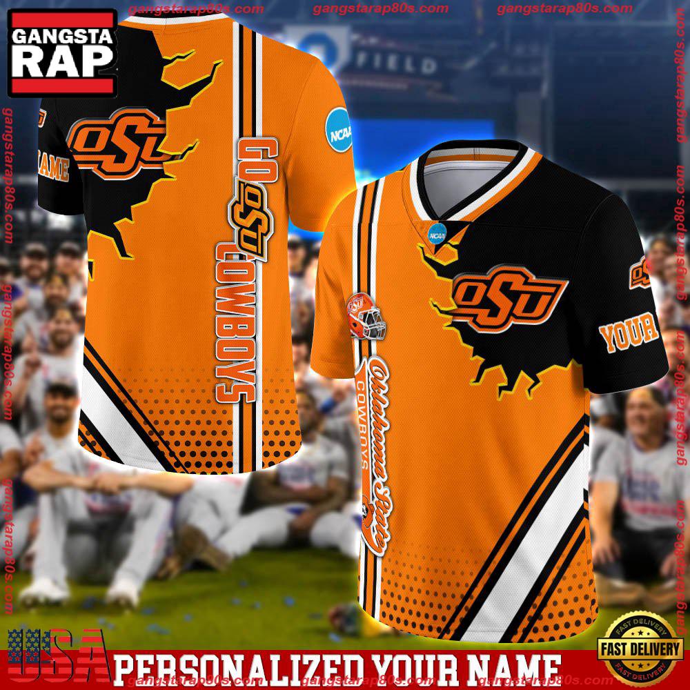Personalized NCAA Oklahoma State Cowboys Team Logo Player Football Jersey