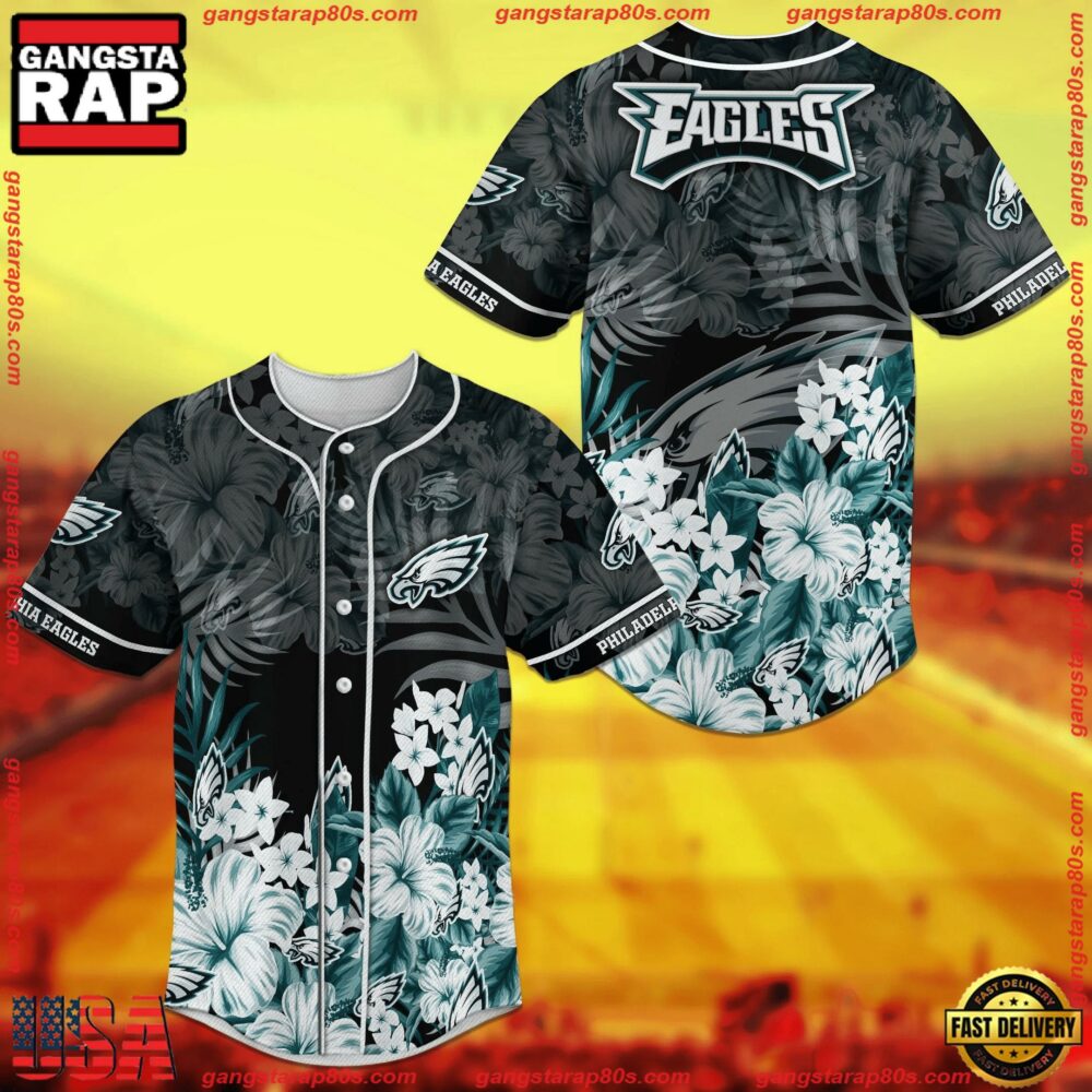 NFL Philadelphia Eagles Floral New Design Baseball Jersey Shirt NFL Philadelphia Eagles Floral New Design Baseball Jersey Shirt