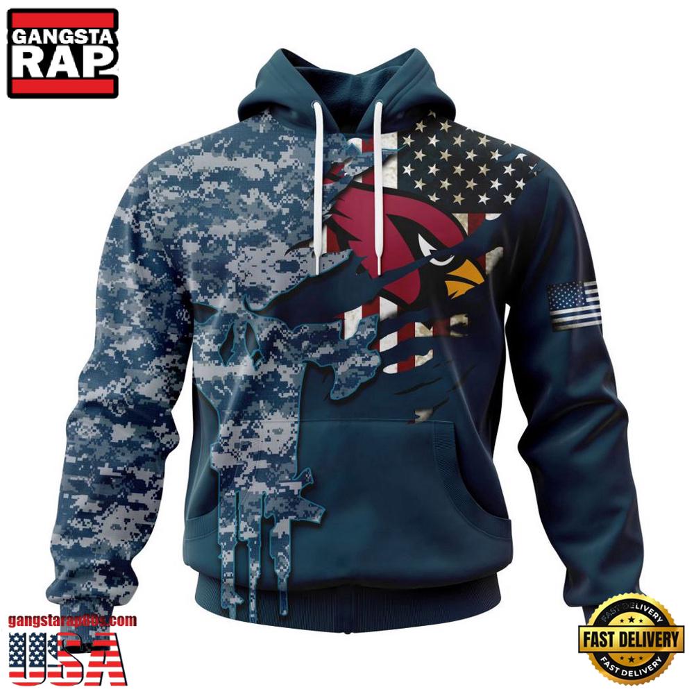 Arizona Cardinals Navy Camo Veteran Hoodie