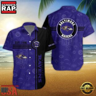 Baltimore Ravens NFL Logo Pattern Custom Hawaiian Shirt