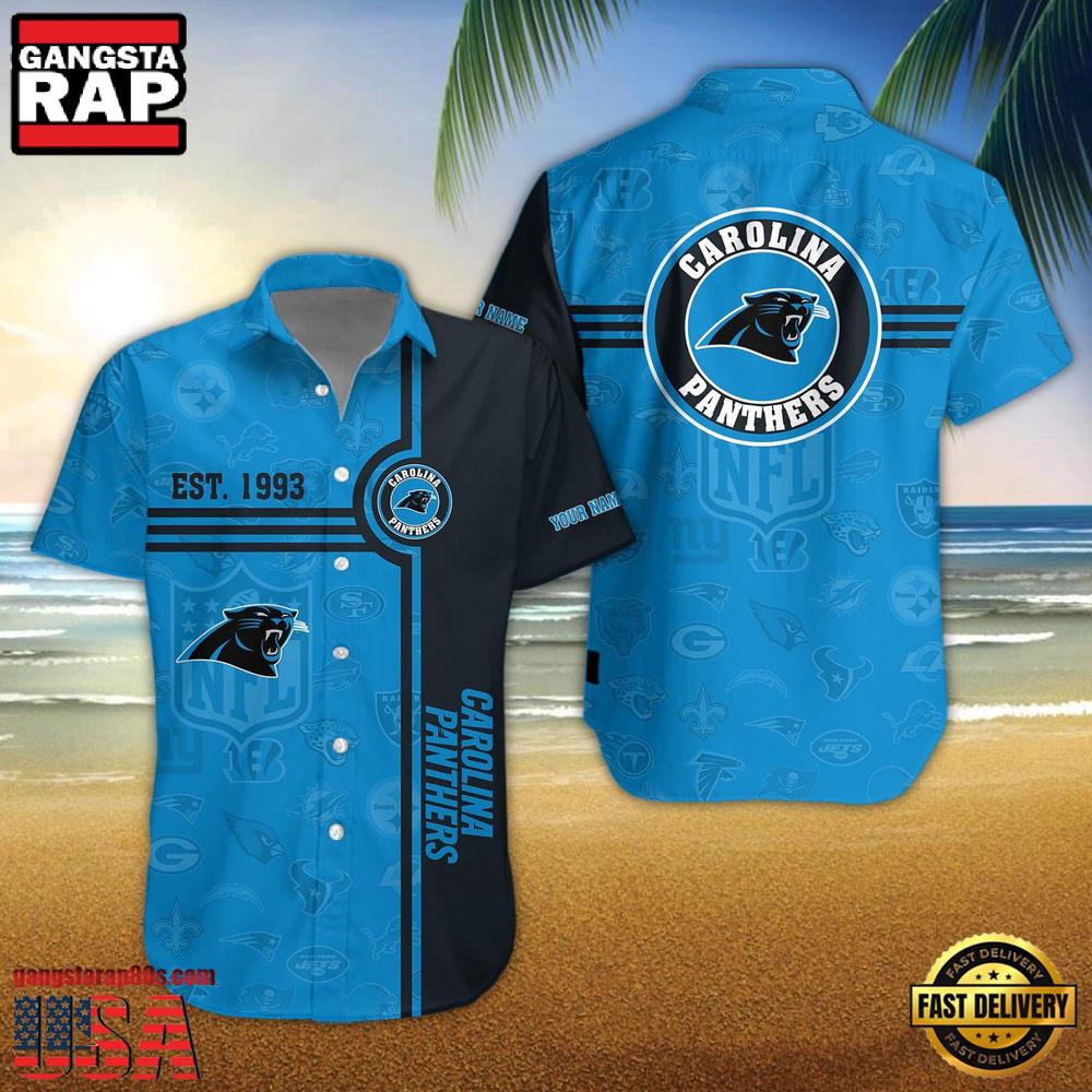Carolina Panthers NFL Logo Pattern Custom Hawaiian Shirt