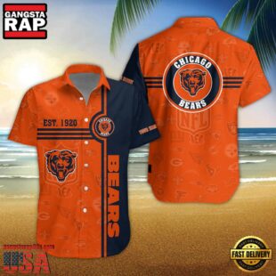 Chicago Bears NFL Logo Pattern Custom Hawaiian Shirt