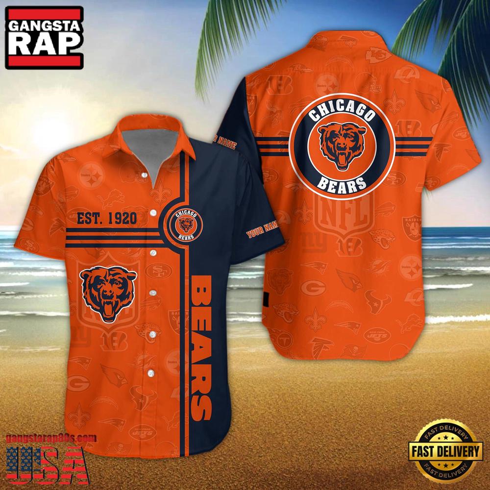 Chicago Bears NFL Logo Pattern Custom Hawaiian Shirt