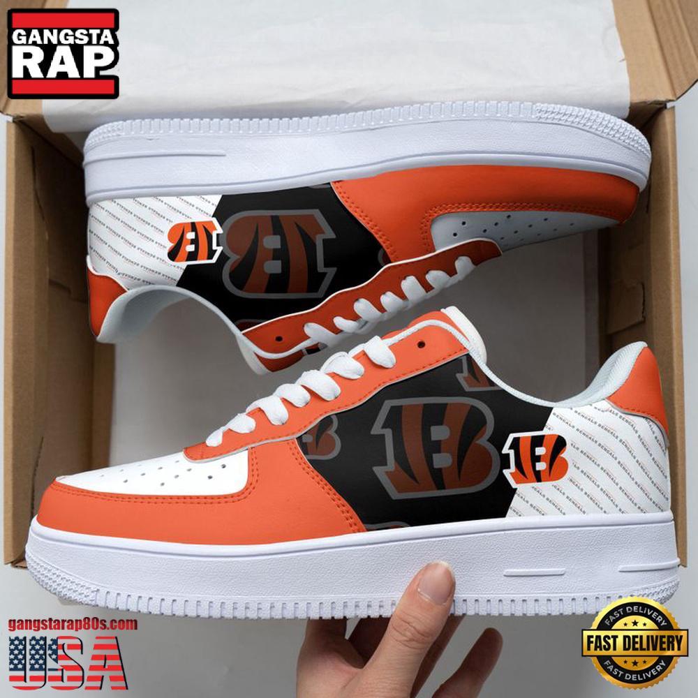 NFL Cincinnati Bengals Basic Pattern Football New Design Air Force 1 Running Sneakers Shoes NFL Cincinnati Bengals Basic Pattern Football New Design Air Force 1 Running Sneakers Shoes
