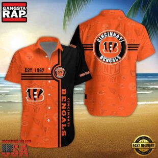 Cincinnati Bengals NFL Logo Pattern Custom Hawaiian Shirt