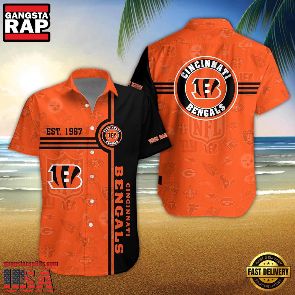NFL Cincinnati Bengals Logo Team Custom Name New Design Hawaiian Shirt NFL Cincinnati Bengals Logo Team Custom Name New Design Hawaiian Shirt