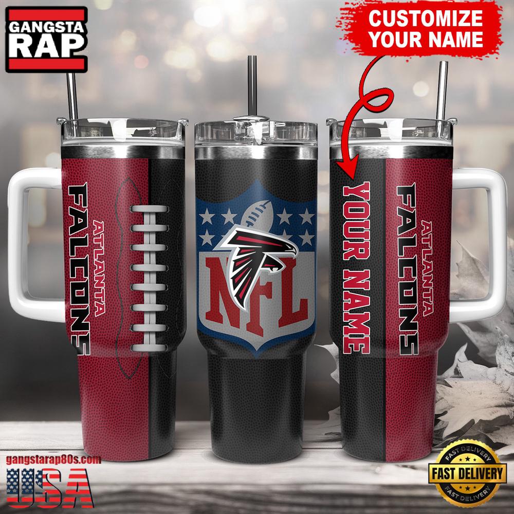 Custom Name Atlanta Falcons NFL Football Logo Tumbler 40oz With Handle