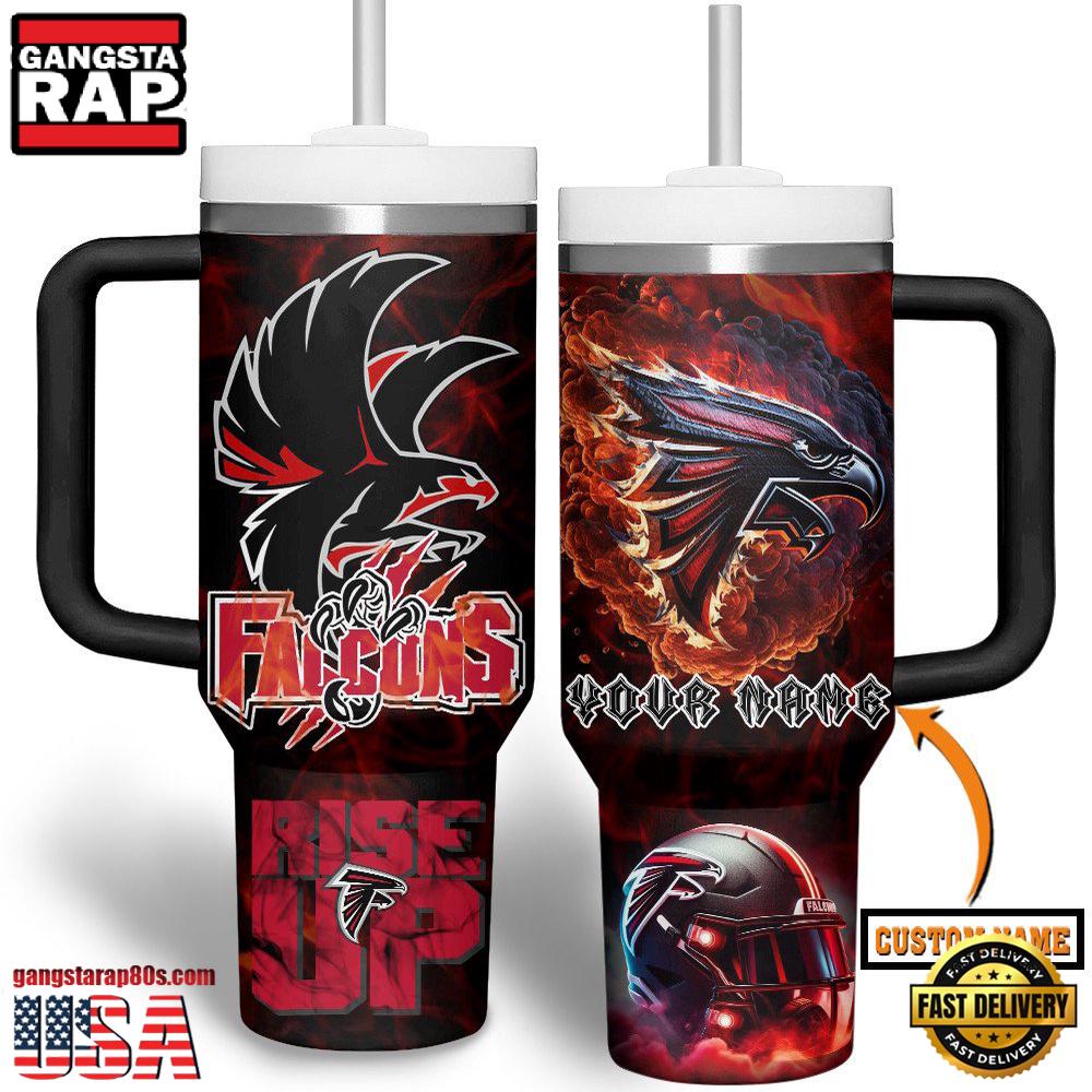 Custom Name Atlanta Falcons NFL Tumbler 40oz With Handle For Fans