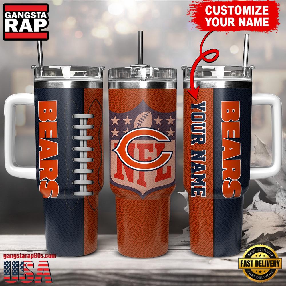 Custom Name Chicago Bears NFL Football Logo Tumbler 40oz With Handle