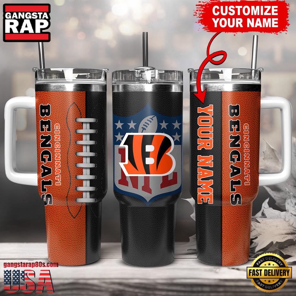 Custom Name Cincinnati Bengals NFL Football Logo Tumbler 40oz With Handle