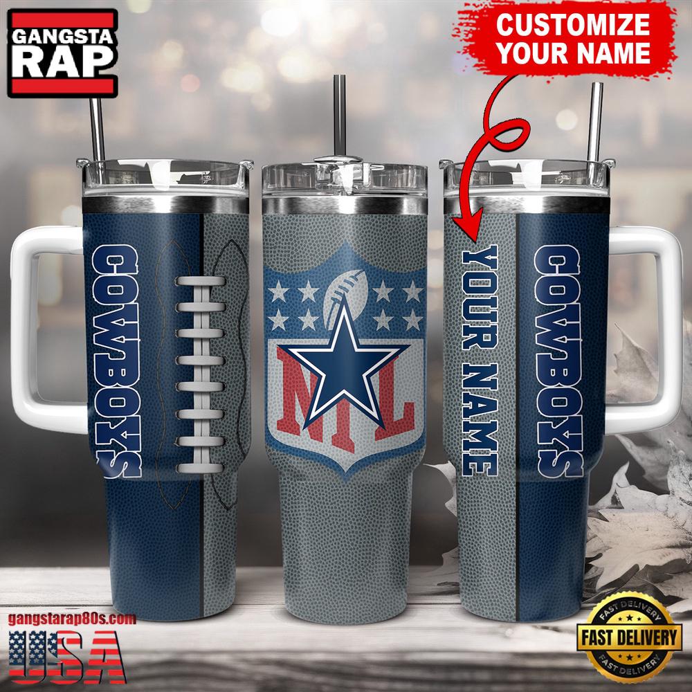 Custom Name Dallas Cowboys NFL Football Logo Tumbler 40oz With Handle