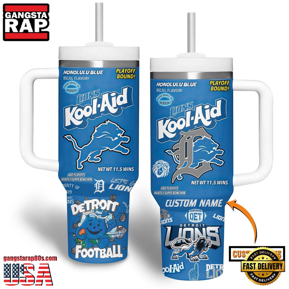 Custom Name Detroit Lions NFL Tumbler 40oz With Handle For Fans