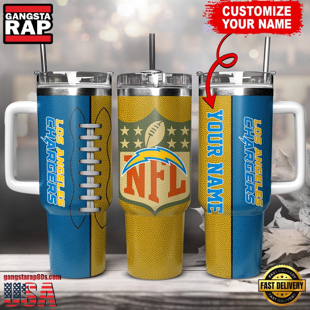 Custom Name Los Angeles Chargers NFL Football Logo Tumbler 40oz With Handle