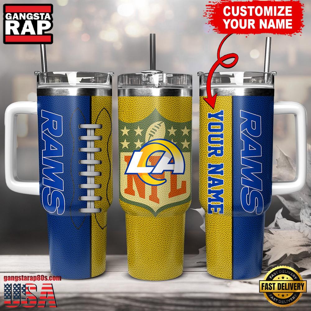Custom Name Los Angeles Rams NFL Football Logo Tumbler 40oz With Handle