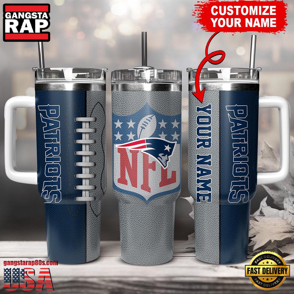 Custom Name New England Patriots NFL Football Logo Tumbler 40oz With Handle