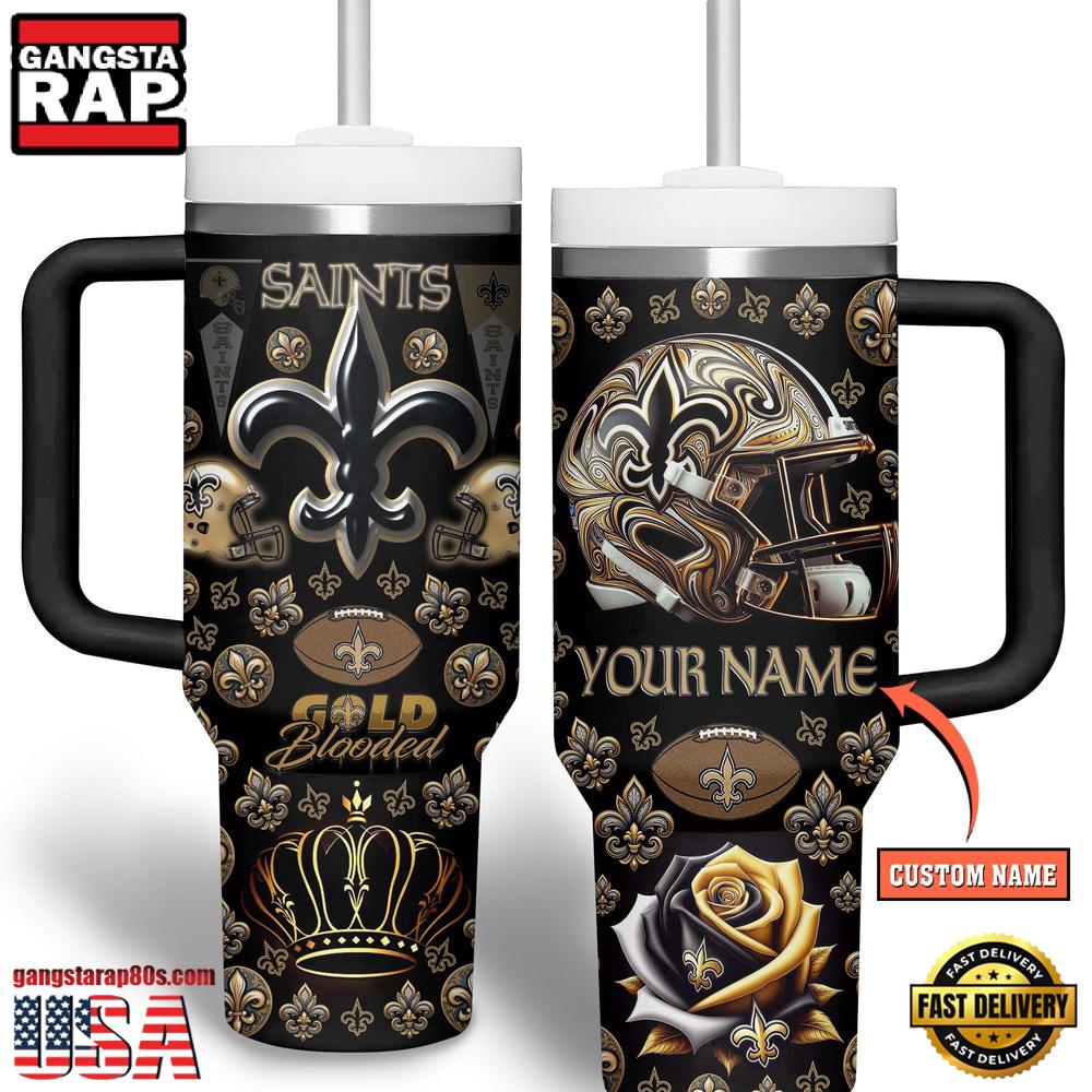 Custom Name New Orleans Saints NFL Tumbler 40oz With Handle For Fans
