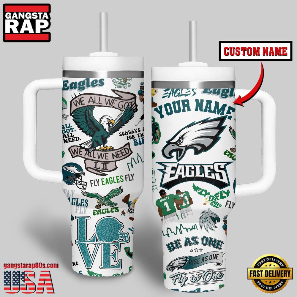 NFL Custom Name Philadelphia Eagles Tumbler 40oz With Handle , NFL Fans Gifts NFL Custom Name Philadelphia Eagles Tumbler 40oz With Handle , NFL Fans Gifts