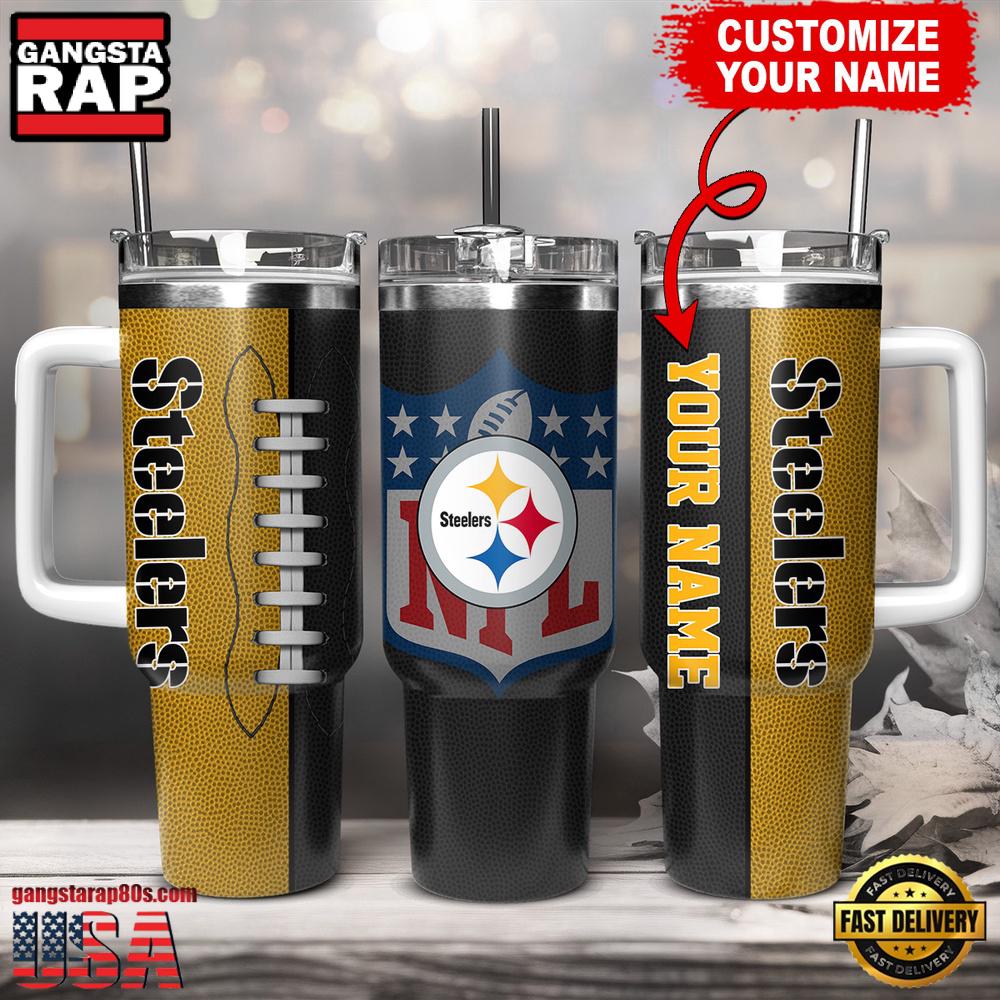 Custom Name Pittsburgh Steelers NFL Football Logo Tumbler 40oz With Handle