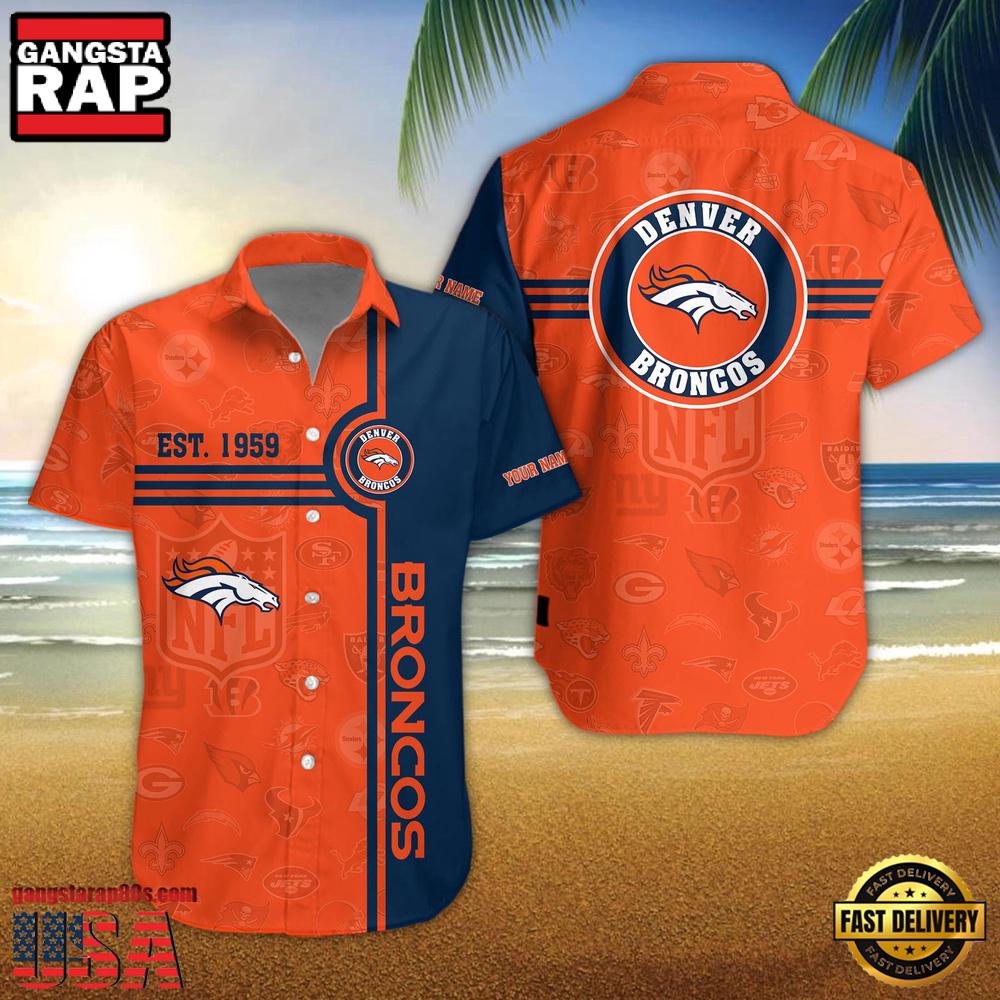 Denver Broncos NFL Logo Pattern Custom Hawaiian Shirt