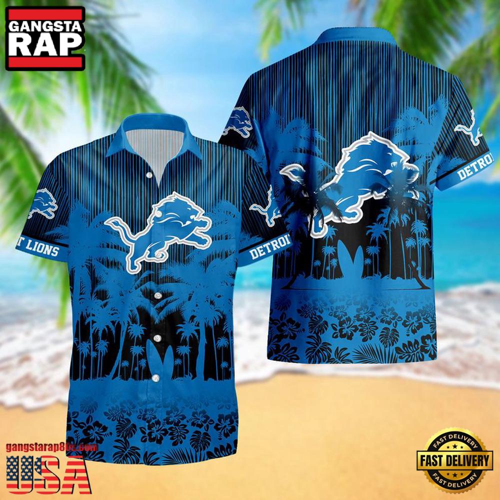 Detroit Lions Palm Tree Garden Pattern Hawaii Shirt