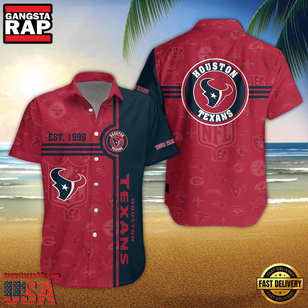 Houston Texans NFL Logo Pattern Custom Hawaiian Shirt