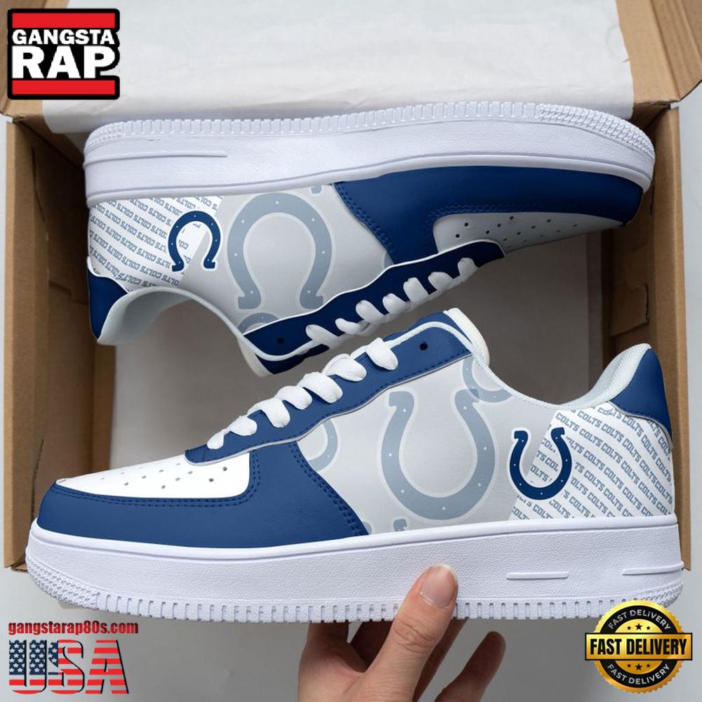 NFL Indianapolis Colts Basic Pattern Football New Design Air Force 1 Running Sneakers Shoes NFL Indianapolis Colts Basic Pattern Football New Design Air Force 1 Running Sneakers Shoes