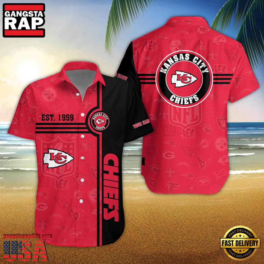 Kansas City Chiefs NFL Logo Pattern Custom Hawaiian Shirt