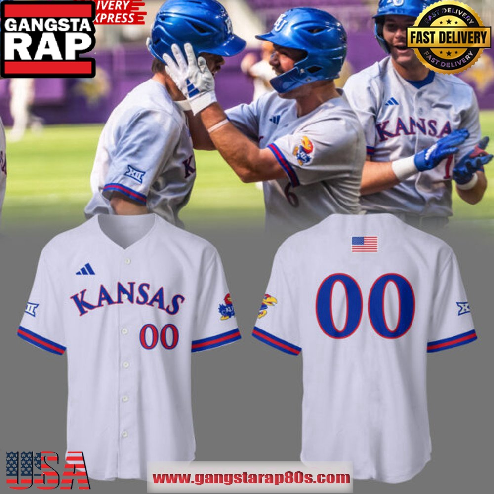 Kansas Jayhawk Baseball Uniform 2024-2025 White Baseball Jersey
