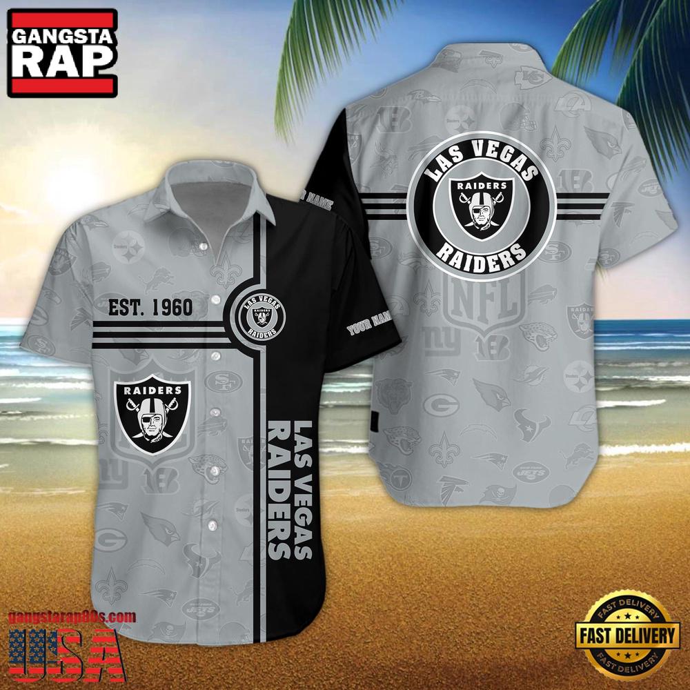 Las Vegas Raiders NFL Logo Pattern Custom Hawaiian Shirt