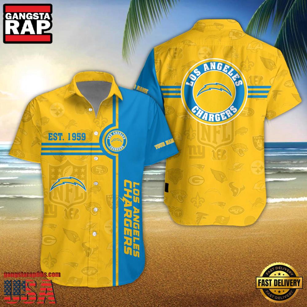 Los Angeles Chargers NFL Logo Pattern Custom Hawaiian Shirt