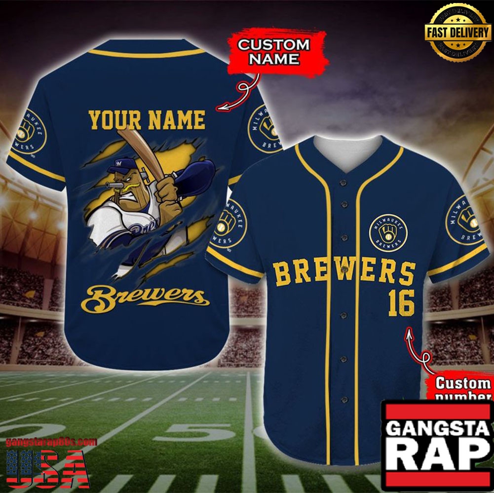 Milwaukee Brewers Baseball Jersey MLB Custom Name Number - MLB Fan Gifts Milwaukee Brewers Baseball Jersey MLB Custom Name Number - MLB Fan Gifts