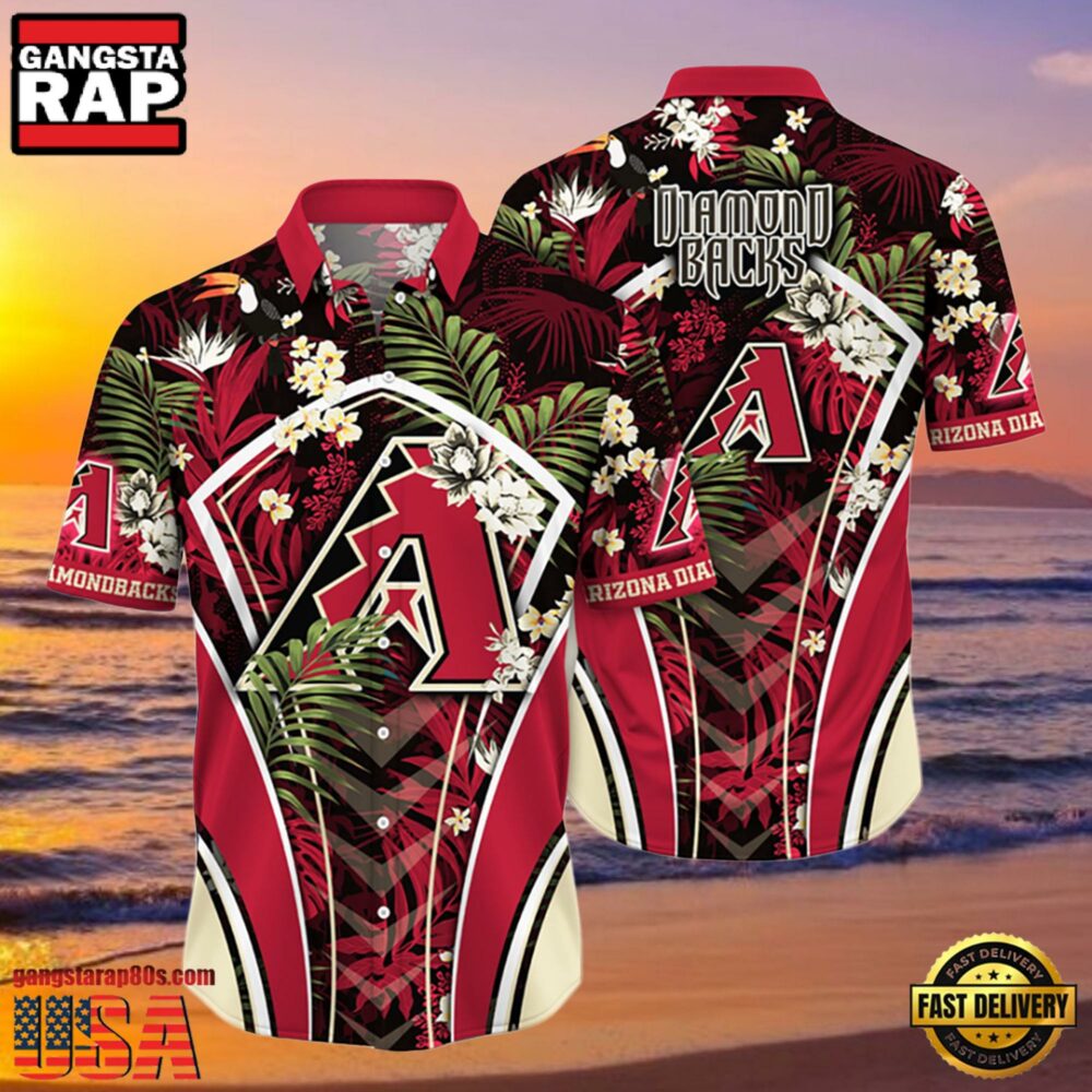 MLB Arizona Diamondbacks Flower Tropical Aloha Hawaiian Button Down Shirt MLB Arizona Diamondbacks Flower Tropical Aloha Hawaiian Button Down Shirt