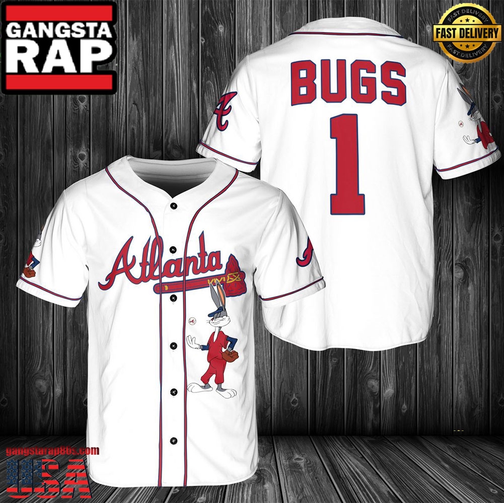 MLB Atlanta Braves Bugs Bunny Baseball Jersey Shirt