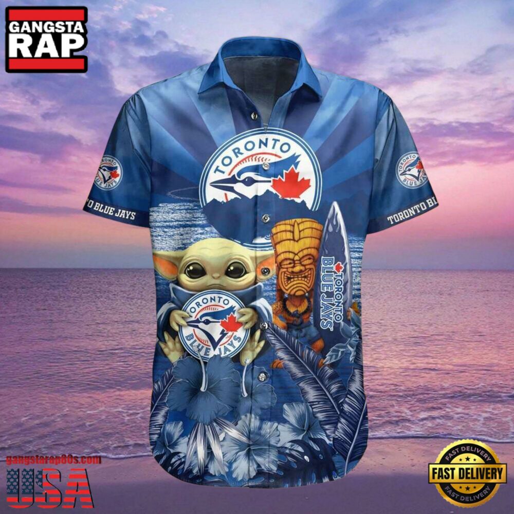 MLB Baby Yoda Toronto Blue Jays Aloha Hawaiian Shirt, Surfboard Tiki Tropical Flower Gifts for Fan MLB Baby Yoda Toronto Blue Jays Aloha Hawaiian Shirt, Surfboard Tiki Tropical Flower Gifts for Fan