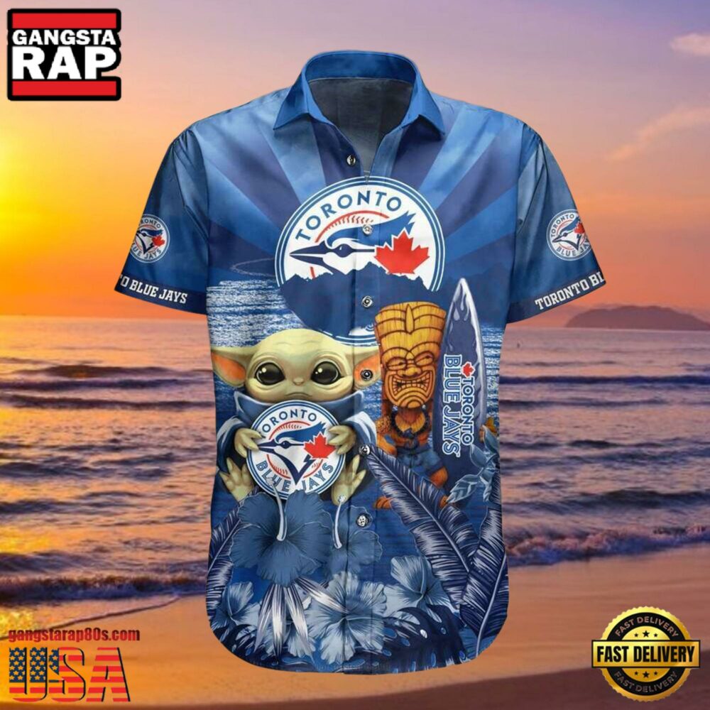 MLB Baby Yoda Toronto Blue Jays Aloha Hawaiian Shirt, Surfboard Tiki Tropical Flower Gifts for Fan MLB Baby Yoda Toronto Blue Jays Aloha Hawaiian Shirt, Surfboard Tiki Tropical Flower Gifts for Fan