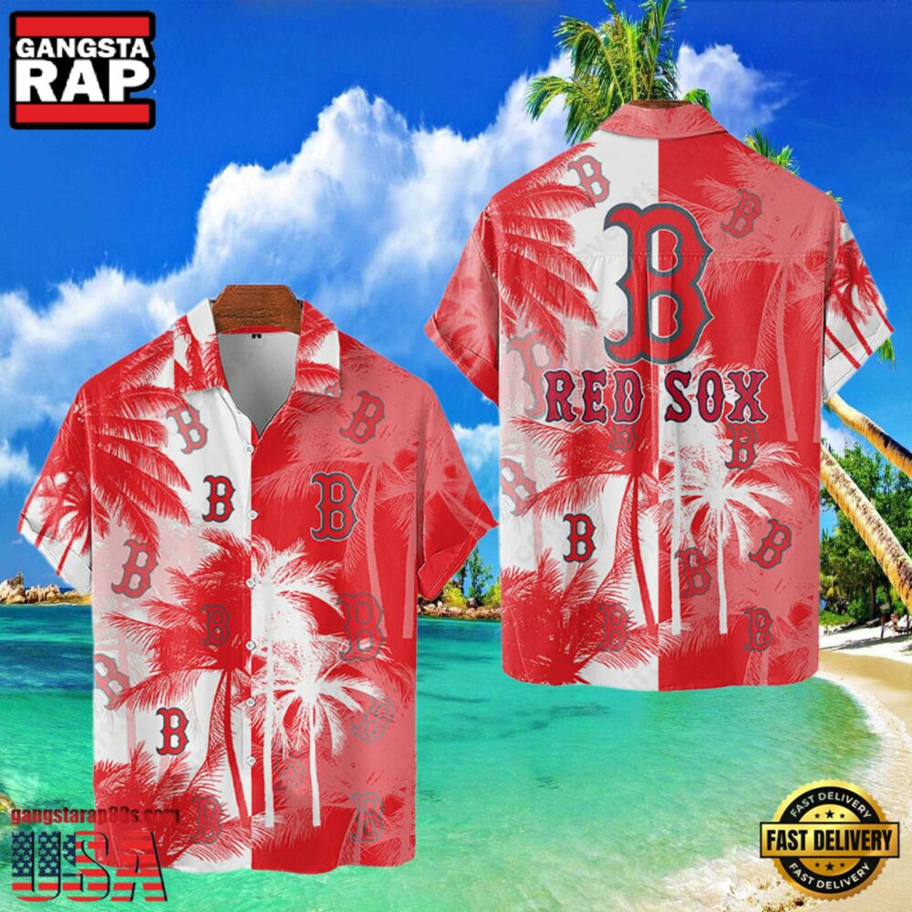 MLB Boston Red Sox Tropical Palm Trees Aloha Hawaiian Shirt MLB Boston Red Sox Tropical Palm Trees Aloha Hawaiian Shirt