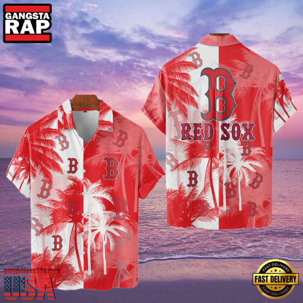 MLB Boston Red Sox Tropical Palm Trees Aloha Hawaiian Shirt MLB Boston Red Sox Tropical Palm Trees Aloha Hawaiian Shirt