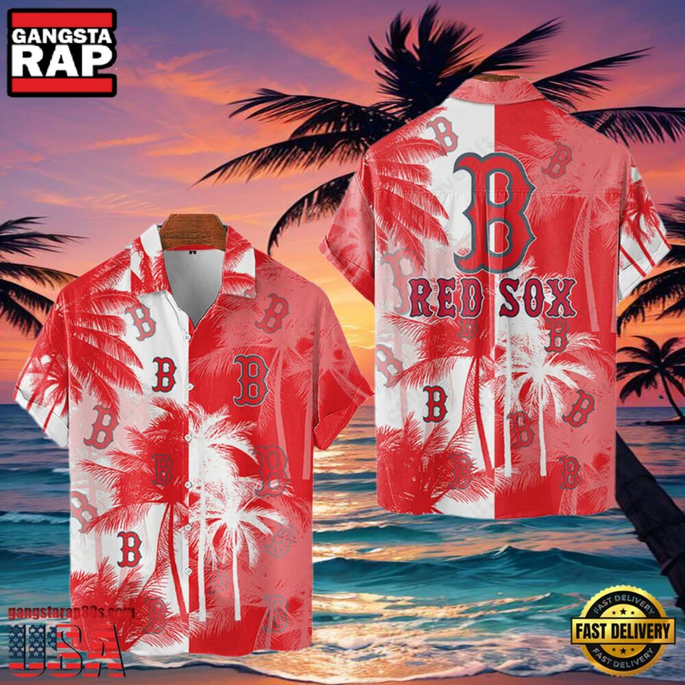 MLB Boston Red Sox Tropical Palm Trees Aloha Hawaiian Shirt MLB Boston Red Sox Tropical Palm Trees Aloha Hawaiian Shirt