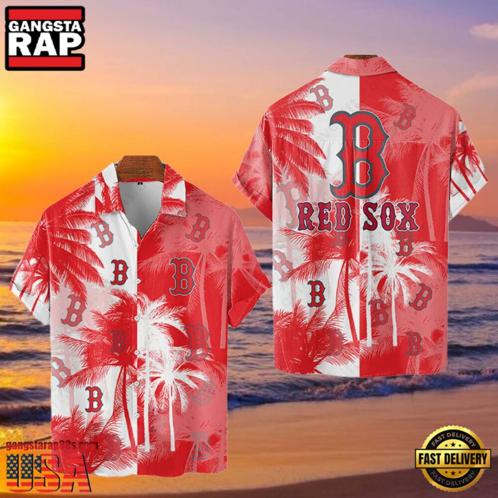 MLB Boston Red Sox Tropical Palm Trees Aloha Hawaiian Shirt MLB Boston Red Sox Tropical Palm Trees Aloha Hawaiian Shirt