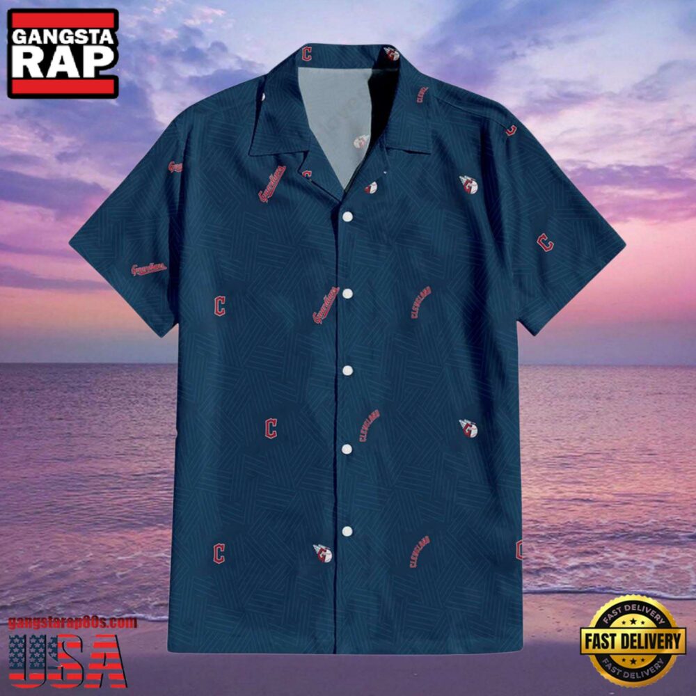 MLB Cleveland Guardians Striped Lines Aloha Hawaiian Shirt
