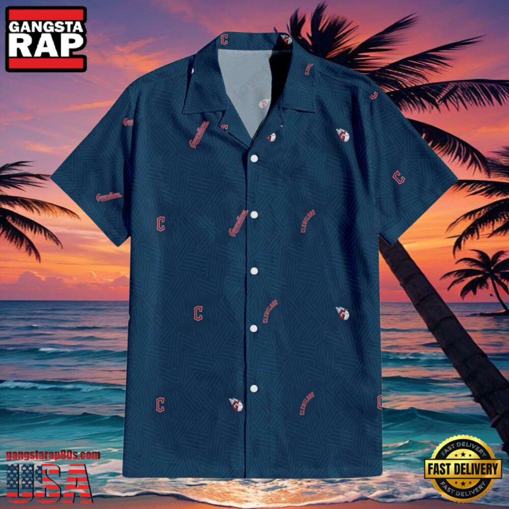 MLB Cleveland Guardians Striped Lines Aloha Hawaiian Shirt