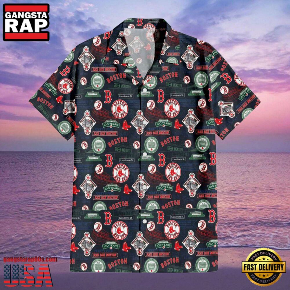 MLB Fenway Park Boston Red Sox Logo Aloha Hawaiian Shirt MLB Fenway Park Boston Red Sox Logo Aloha Hawaiian Shirt