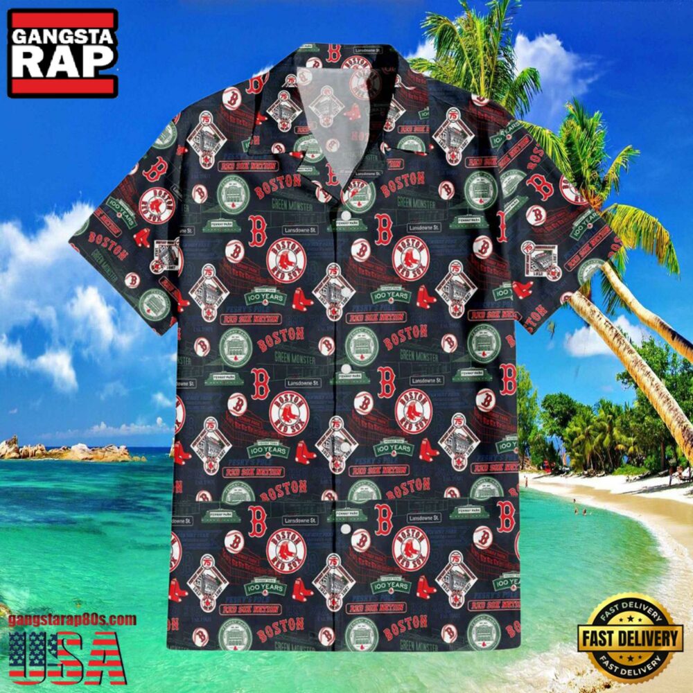 MLB Fenway Park Boston Red Sox Logo Aloha Hawaiian Shirt MLB Fenway Park Boston Red Sox Logo Aloha Hawaiian Shirt