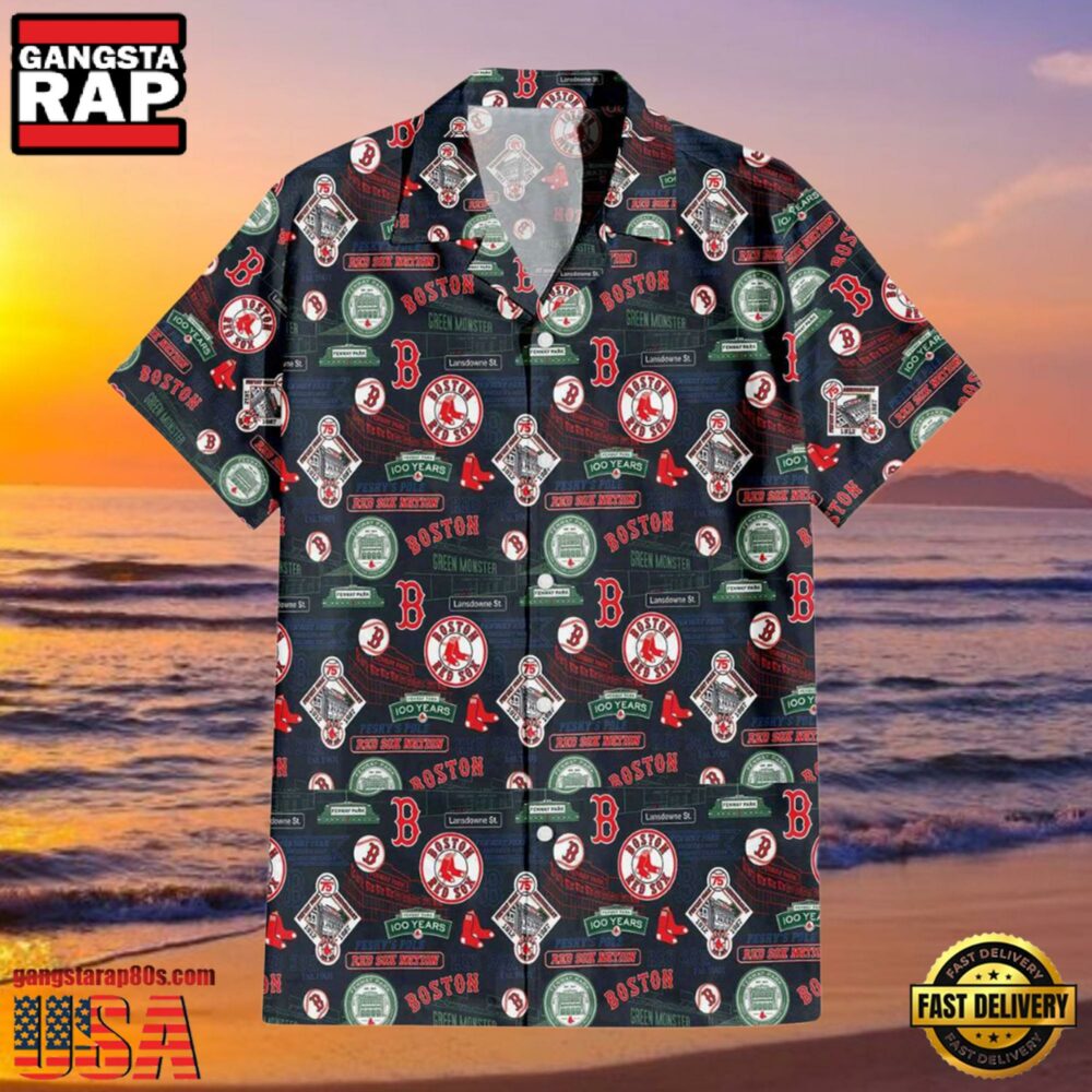 MLB Fenway Park Boston Red Sox Logo Aloha Hawaiian Shirt MLB Fenway Park Boston Red Sox Logo Aloha Hawaiian Shirt