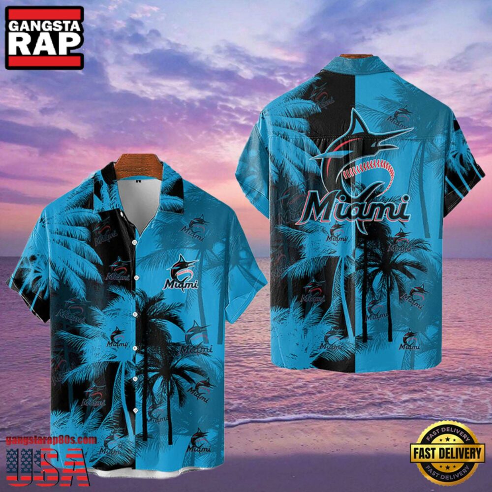 MLB Miami Marlins Tropical Palm Trees Aloha Hawaiian Shirt