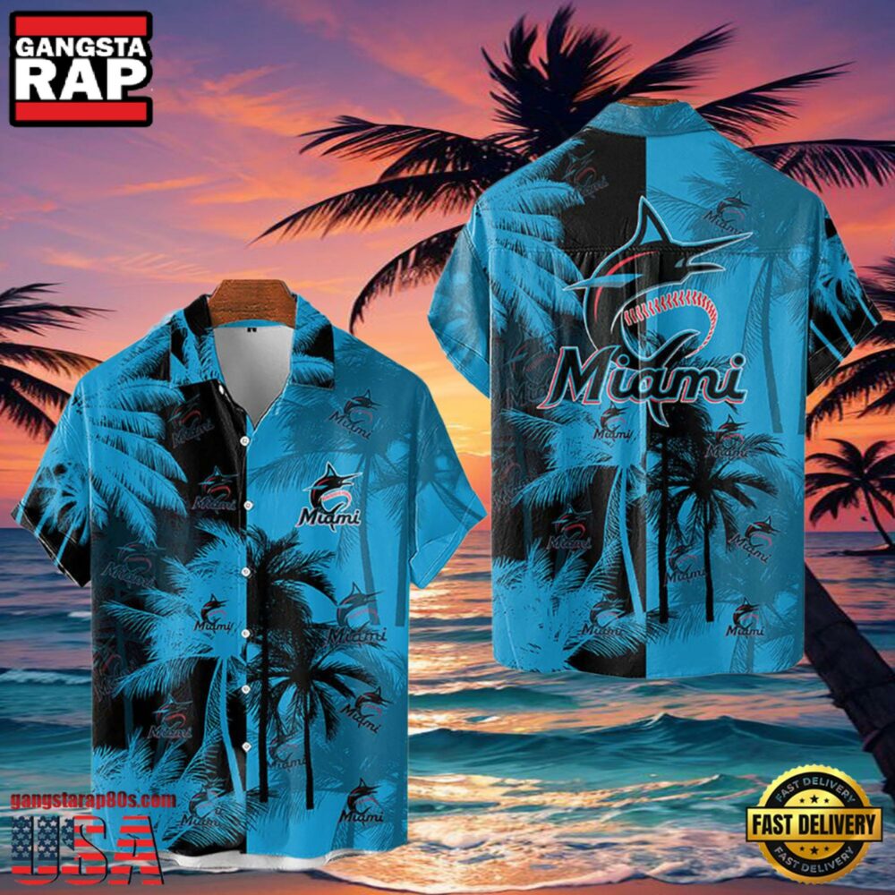 MLB Miami Marlins Tropical Palm Trees Aloha Hawaiian Shirt
