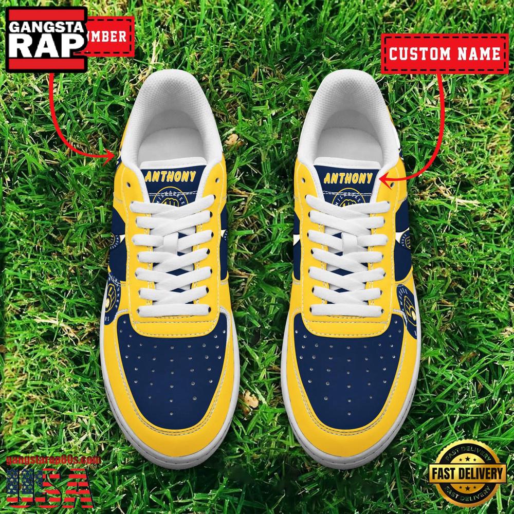 MLB Milwaukee Brewers Custom Name Number New Design Air Force 1 Shoes Sneaker MLB Milwaukee Brewers Custom Name Number New Design Air Force 1 Shoes Sneaker